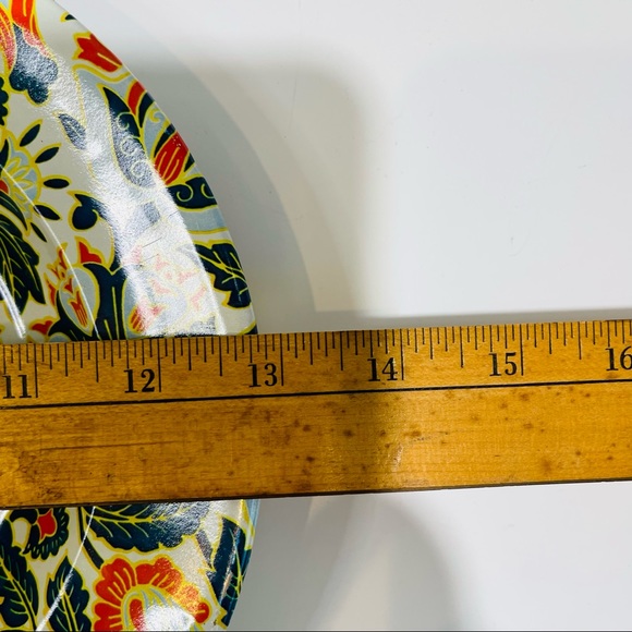 Vintage MCM Nevco 2 Metal trays tin Floral made South Africa red blue #1587 - Picture 6 of 11